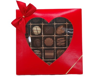 Chocolate Assortment in Red Box with Heart Window 7 oz.